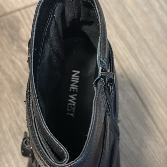 Nine West Black Peep-Toe Heeled Boots - leather upper - 8 - Picture 2 of 5